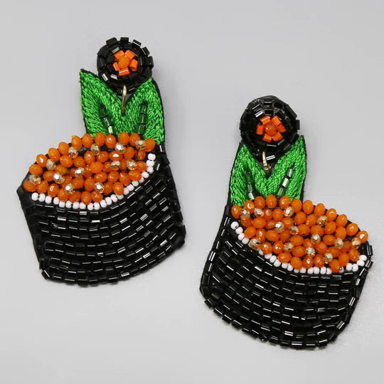 Caviar Sushi Seed Beaded Drop Earrings