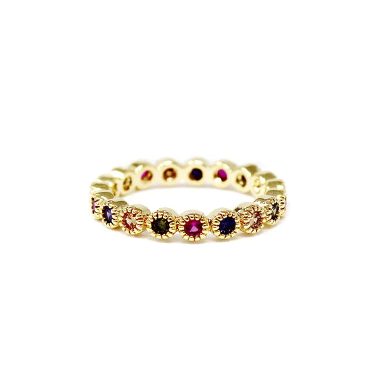 Multi Color Round CZ Pave Ring