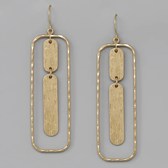 Geometric Hammered Metal Drop Earrings