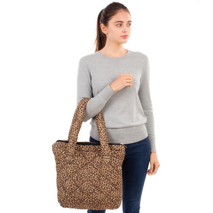 Leopard Print Padded Tote Bag