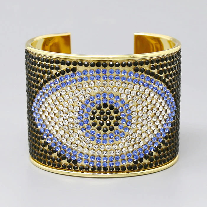 Evil Eye Rhinestone Embellished Cuff Bracelet
