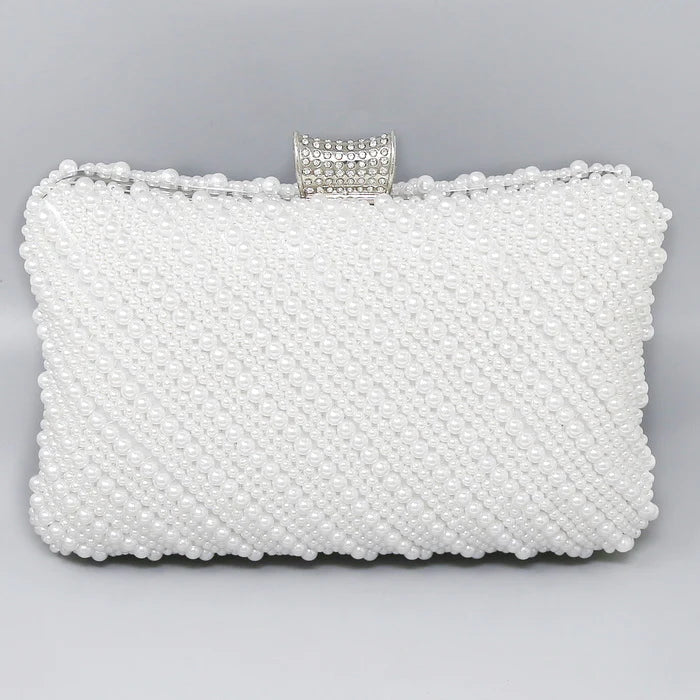 Pearl Beaded Evening Clutch Bag