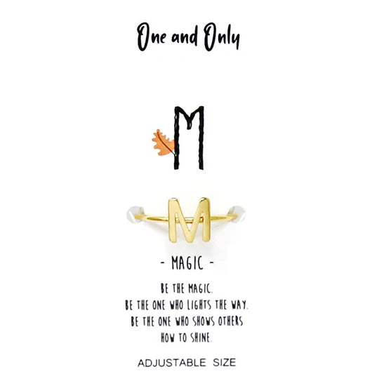 One and Only: M - MAGIC Letter Adjustable Ring