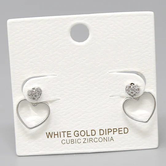 CZ Pave Heart Gold Dipped Ear Jackets