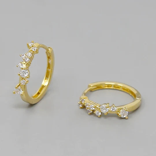 CZ Cluster Hoop Earrings