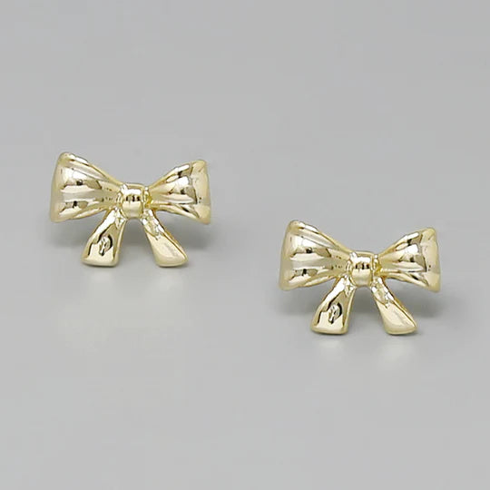 Bow Gold Dipped Metal Stud Earrings