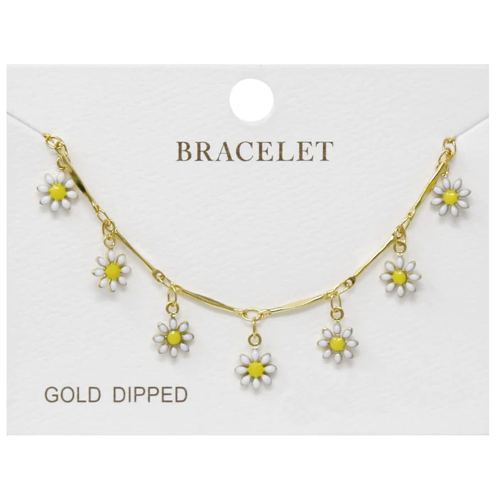 Daisy Flower Fringe Charm Delicate Chain Bracelet