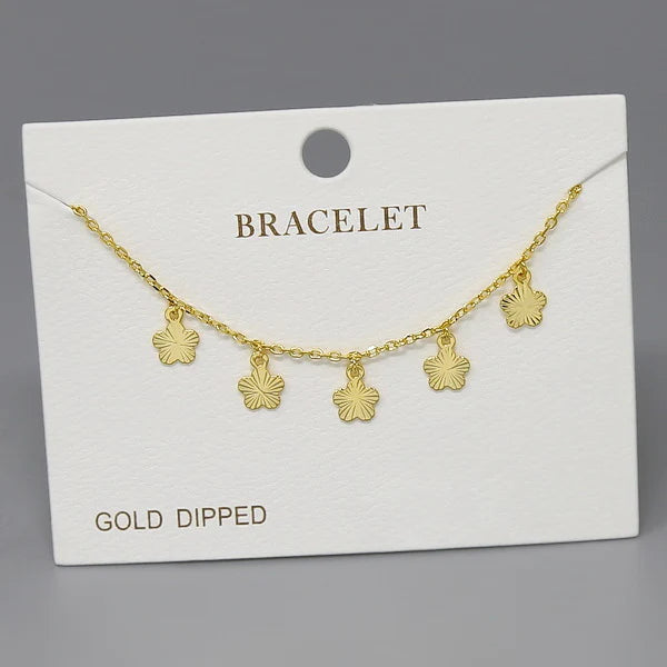Flower Multi Charm Gold Dipped Bracelet