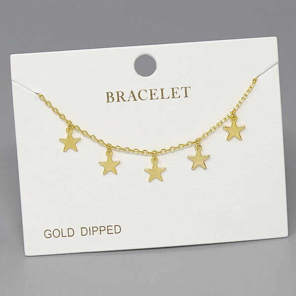 Star Multi Charm Gold Dipped Bracelet