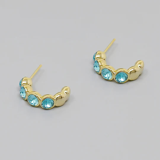 Crystal Stone Pave Mini Hoop Earrings