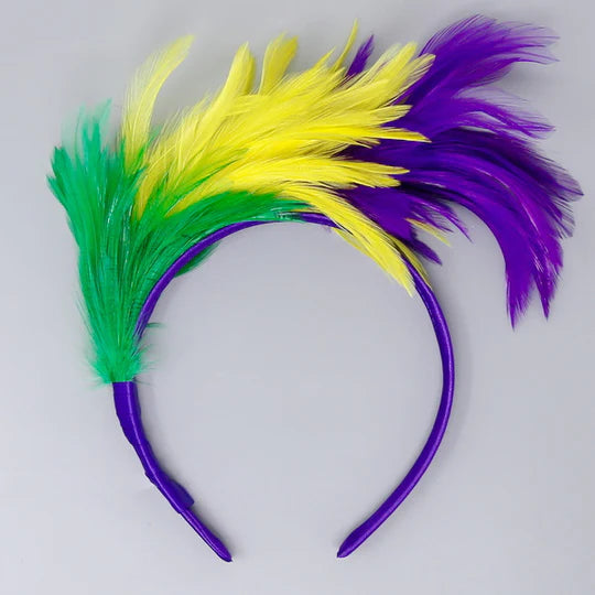 Mardi Gras Theme Feather Fascinator