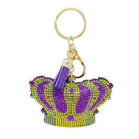 Mardi Gras King Crown Rhinestone Tape Keychain