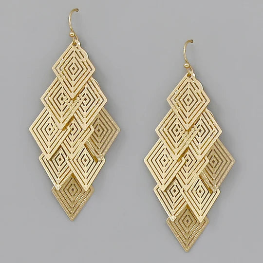 Layered Rhombus Filigree Earrings