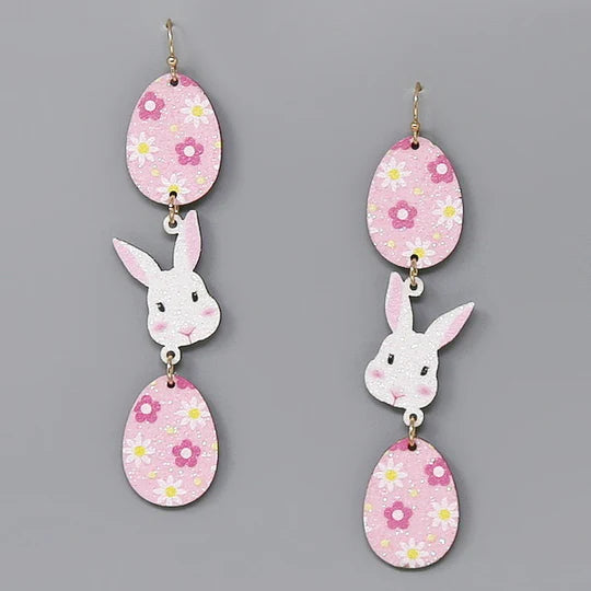 Happy Easter Bunny Car Glitter Earrings