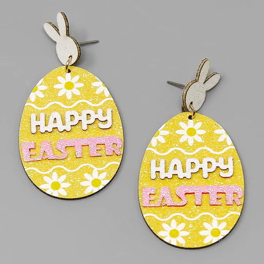 Happy Easter Egg Glitter Earrings