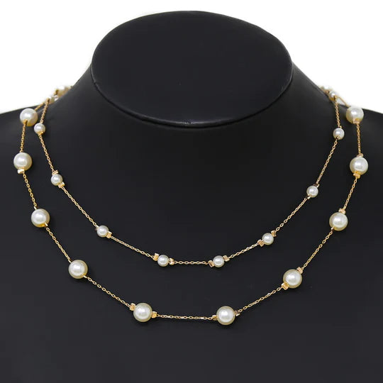 Pearl Station Layered Short Necklace