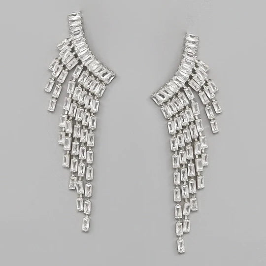 CZ Pave Fringed Statement Earrings