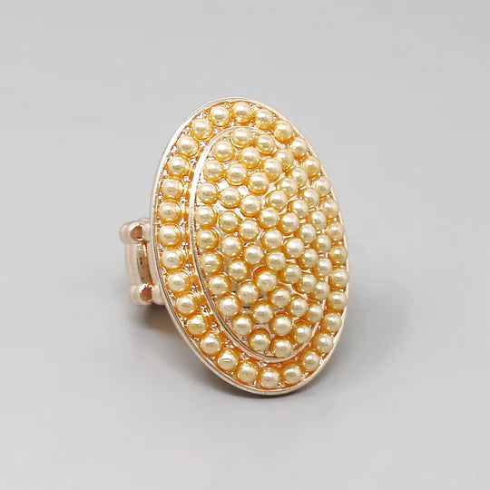 Pearl Embellished Oval Stretch Ring