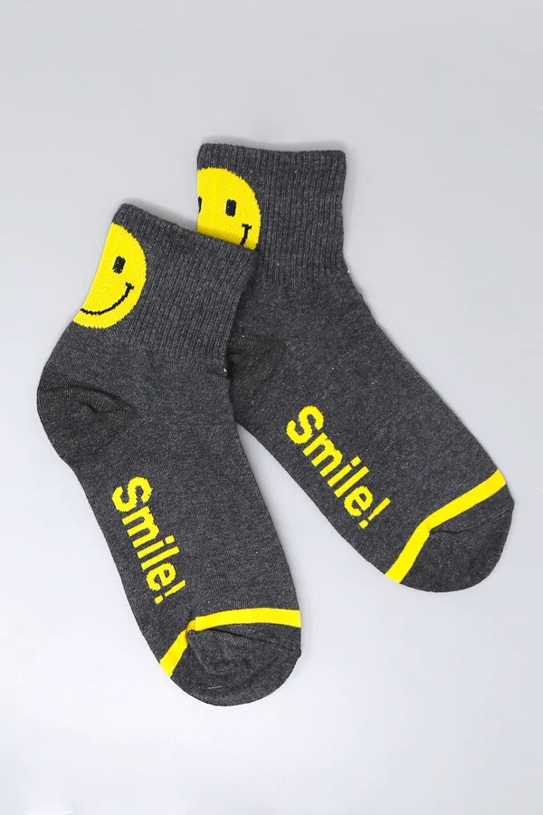 Smile Happy Face Print Cotton Socks