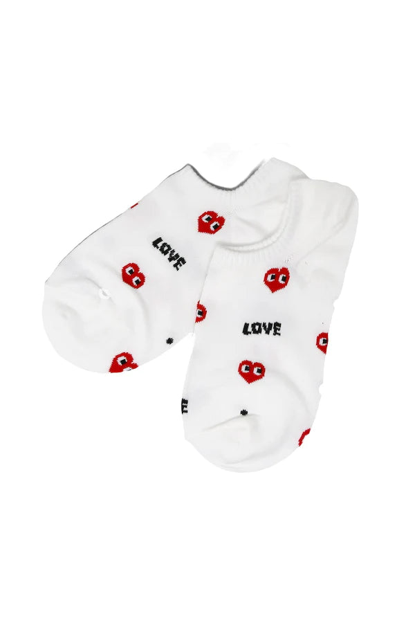 LOVE Heart Print Cotton No Show Socks