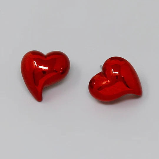 Puffed Heart Stud Earrings