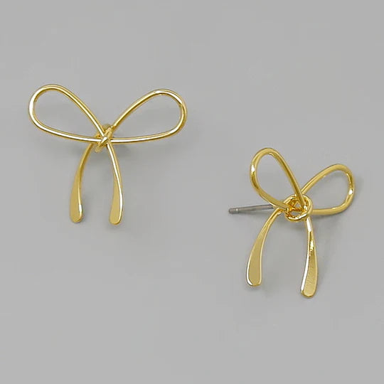 Bow Gold Dipped Metal Stud Earrings