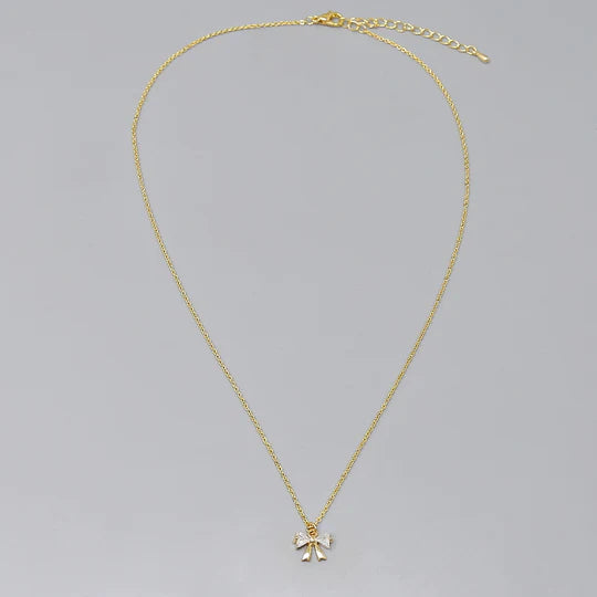 Bow Pendant Gold Dipped Short Chain Necklace