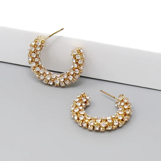 Rhinestone Wrapped Hoop Earrings