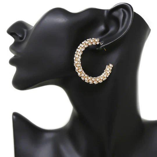 Rhinestone Wrapped Hoop Earrings