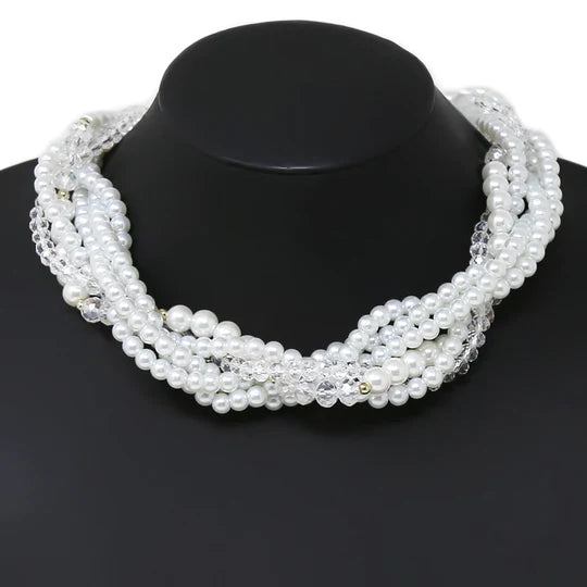 Pearl Multi Strand Twisted Statement Necklace